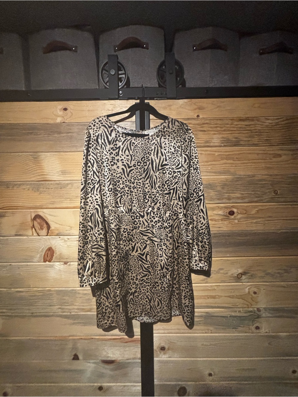 saltwater LUXE silky Leopard Animal Print long sleeve mini dress